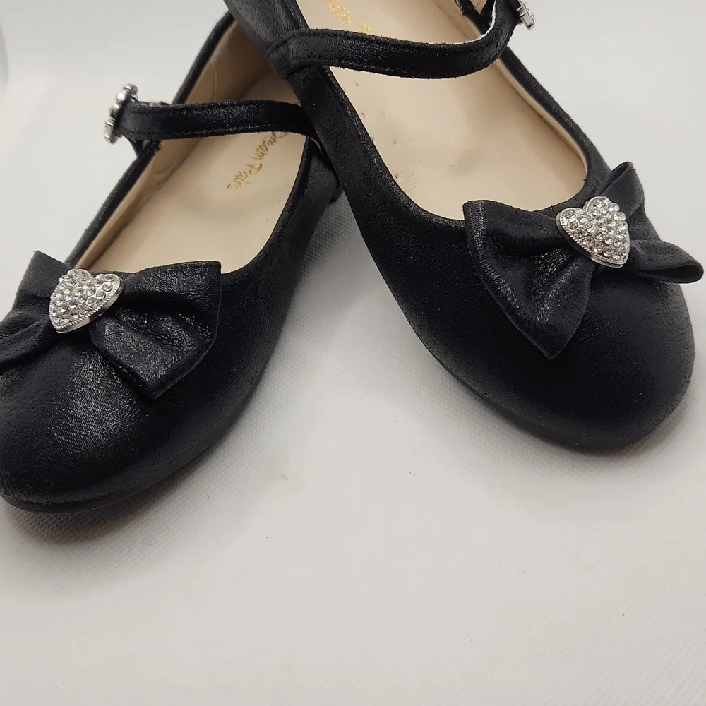 DREAM PAIRS Mary Jane Shoes Heart Rhinestone Front Bow Ballerina Flats Size 12